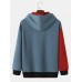 Mens Letter Vivid Color Kangaroo Pocket Long Sleeve Hooded Sweatshirts