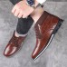 Menico Men’s Faux Leather Business Casual Lace  Up Round Toe Oversized Flat Boots