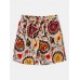 Mens Floral Totem Print Casual Drawstring Waist Shorts