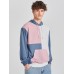 Mens Color Block Patchwork Kangaroo Pocket Preppy Drawstring Hoodies