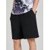 Mens Pattern Textured Loose Mid Length Drawstring Shorts