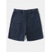 Men Solid Ribbed Belted Multi Pocket Stick Casual Mid Length Shorts