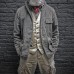 Men's Vintage Solid Multi-Pocket Denim Jacket 14680018X