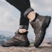 Men Microfiber Leather Breathable Soft Sole Non Slip Closed Toe Lace Up Leisure Boots