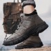 Men Microfiber Leather Breathable Soft Sole Non Slip Closed Toe Lace Up Leisure Boots