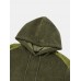 Mens Side Stripe Kangaroo Pocket Corduroy Drawstring Hoodies