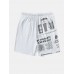 Mens Beers Newspaper Print Loose Drawstring Shorts With Pocket